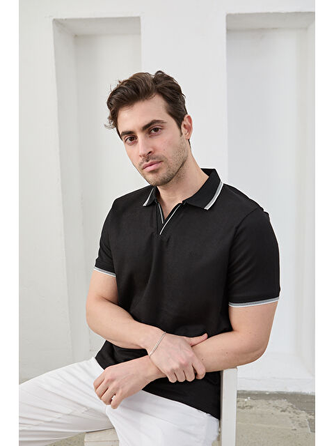 Livio Ferri Lodz Erkek Polo Yaka Tişört Çekmeyen Pamuklu Kumaş Regular Fit Günlük