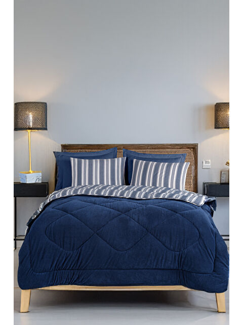 UPSTYLE Sport Çizgili 2li Yastık Kılıfı Soft Line Lacivert - S000369030-21164