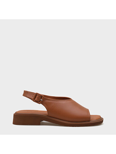 Capone Outfitters Cora Hakiki Deri Kısa Topuklu Konfor Tek Bantlı Kadın Sandalet - S000448923-14955