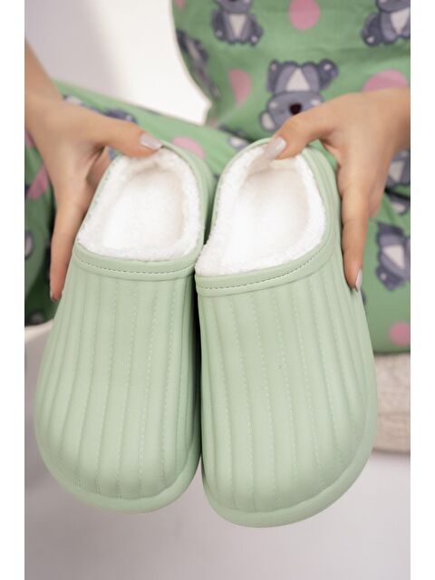 MODAFRATO FLORA Kapalı İçi Yünlü Unisex Ev Terliği Kışlık Terlik Su Geçirmez - S000482392-18194