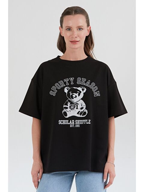 Fullamoda Ayıcık Baskılı Oversize Tişört - S000393372-19351