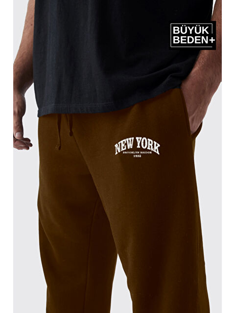 Süperlife Paça Lastikli New York Baskılı İnce Erkek Büyük Beden Jogger Eşofman Altı SPR24BEA48 - S000345572-19413