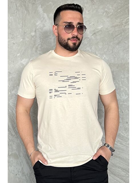 Mishar İtalia Bisiklet Yaka Ön Baskılı Erkek Tişört - S000399549-19928