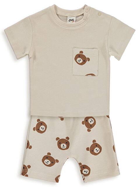 Civil Baby Ayıcık Baskılı 6-18 Ay Takım - Bej 12-18 Ay - S000516621-25636
