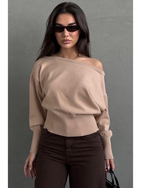 Madmext Vizon Ribbed Asimetrik Kesimli Kadın Kazak Mg2744