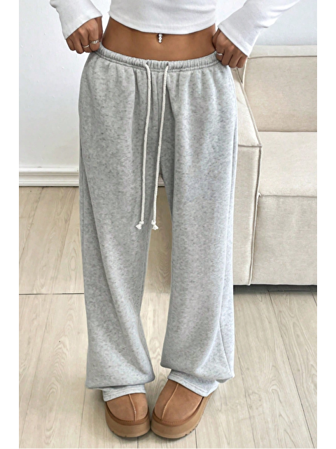 Tarz Cool Kadın Gri Baggy Bol Kesim 3 İplik Şardonlu Eşofman Altı - S000424933-20600