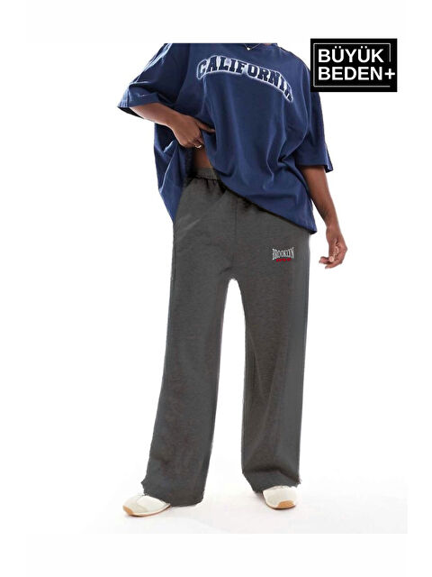 Süperlife Kadın Büyük Beden Buyuk Brooklyn Baskılı İnce Eşofman Altı SPR25BEAK50 - S000440268-17308