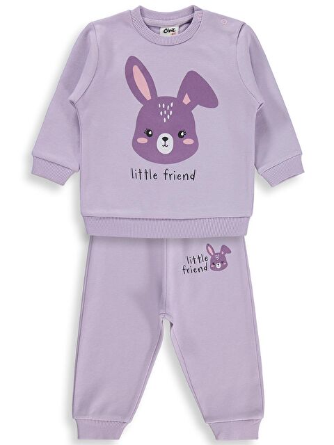 Civil Baby Tavşan Baskılı 6-18 Ay Takım - Lila