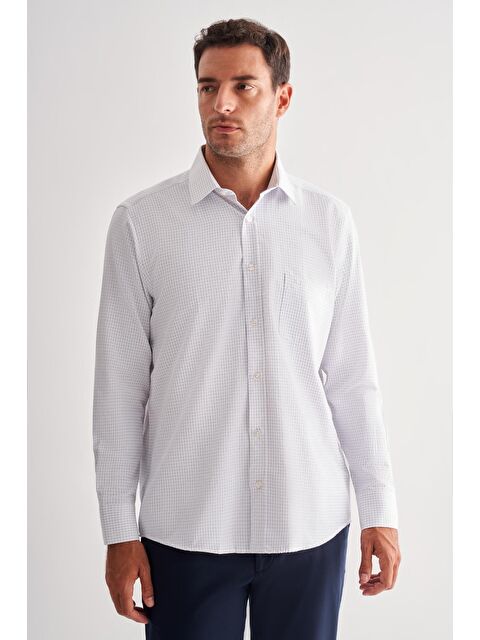 İMZA Beyaz Sert Yaka Uzun Kol Cepli Comfort Fit Classic Gömlek 1004255164 - S000447873-17219