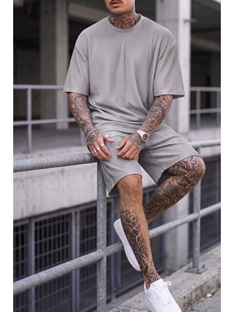 Oksit Ches Ottoman Oversize Erkek Şort Tişört Takım