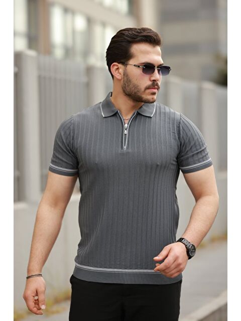 Jane's Erkek Fermuarlı Yakalı Kısa Kollu T-shirt - S000528265-29666