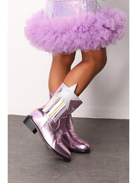 Le Mabelle Pembe Yıldız ve Püskül Detaylı Kız Çocuk Kovboy Bot - S000473275-20024