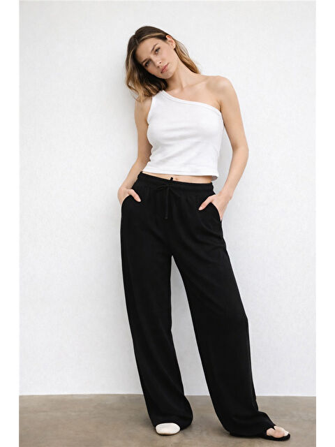 Fashion Friends Pamuk ve Keten Karışımlı Yüksek Bel Kadın Pantolon 26Y0608K1