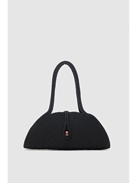 Shulebags Paper Düğmeli Handmade Hasır Omuz Çantası Siyah - S000440248-19351