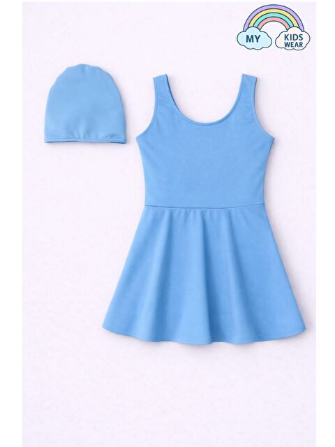 My Kids Wear Kız Çocuk Şapkalı Etekli Mayo Takımı (Külotlu Mayo) 12705