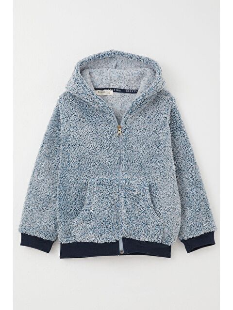 Breeze Erkek Bebek Pelüş Hırka Kapüşonlu Fermuarlı Lacivert (9 Ay-1 Yaş) - S000325359-21164