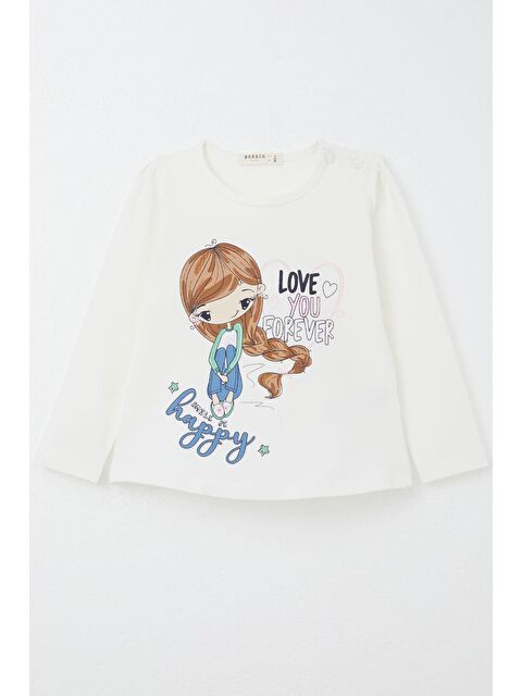 Breeze Kız Çocuk Uzun Kollu Tişört Sevgi Temalı Kız Baskılı Ekru (1.5-5 Yaş) - S000332509-19965