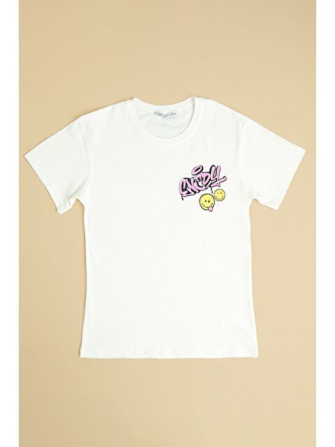 Fullamoda Enjoy Yazı Baskılı Kız Çocuk Tişört