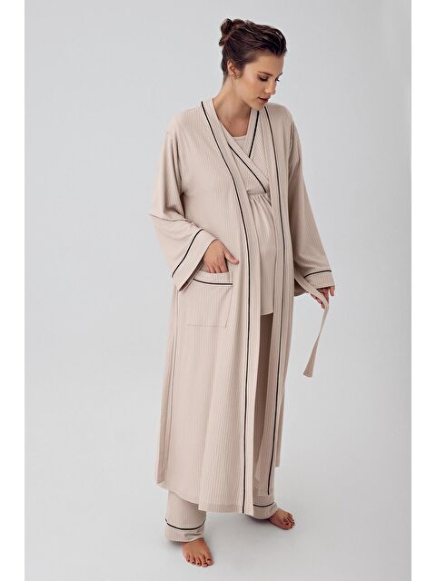 Artış Kısa Kollu Esnek Viskon Hamile Pijama Takımı 16302 - S000159011-19928