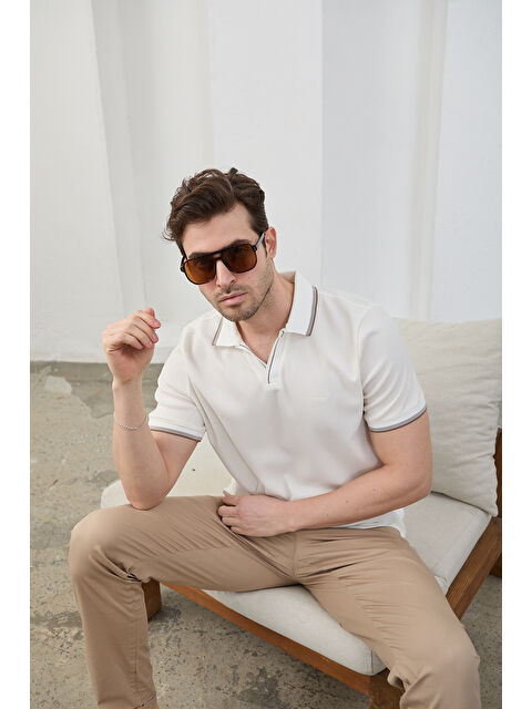 Livio Ferri Lodz Erkek Polo Yaka Tişört Çekmeyen Pamuklu Kumaş Regular Fit Günlük