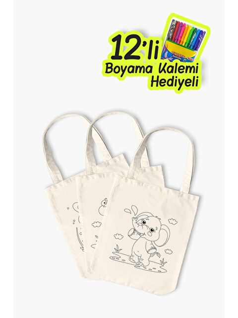Bagg Şirin Hayvanlar Desenli Boyama Çantası - 10 Adet - S000148734-19966