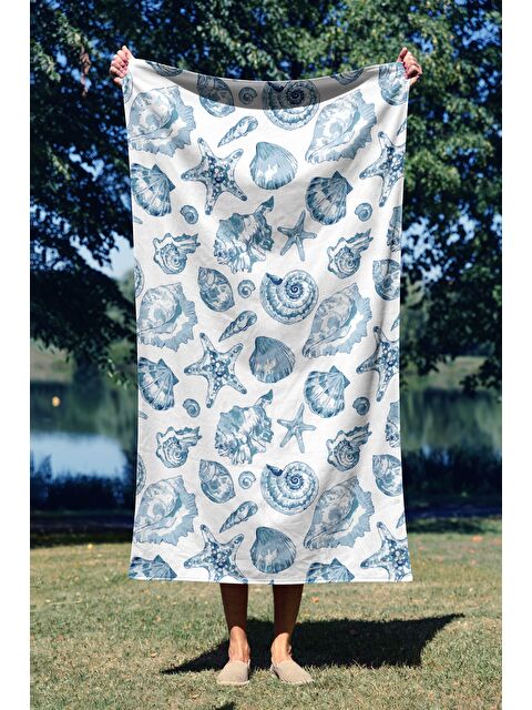 Asdiva Deniz Kabuğu Desen  100 Pamuk Plaj Havlusu 75x150 - S000375569-37234