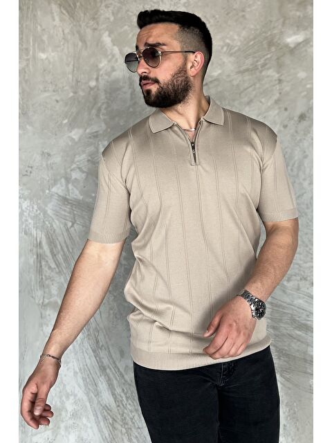 Mishar İtalia Erkek Bisiklet Yaka Yarım Fermuarlı Triko Tişört - S000399721-19928