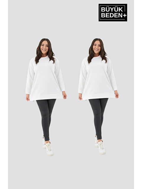 Süperlife Kadın Büyük Beden 2'li Set ince Sweatshırt Tunik SPR26BTK990+2 - S000497554-19965
