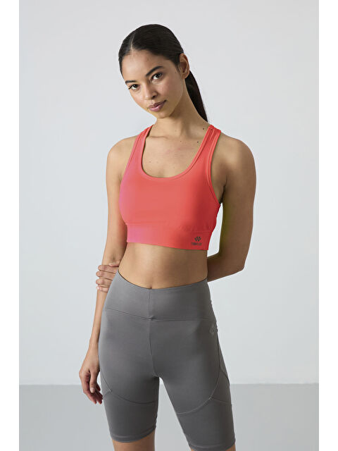 Tommylife Neon Pembe Sırt Detaylı Dar Kalıp U Yaka Kadın Spor Büstiyer - 97120