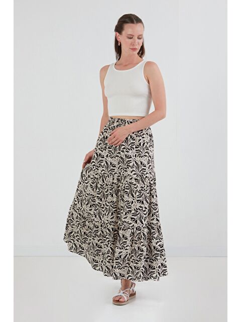 Fullamoda Desenli Beli Lastikli Etek - S000386681-19351