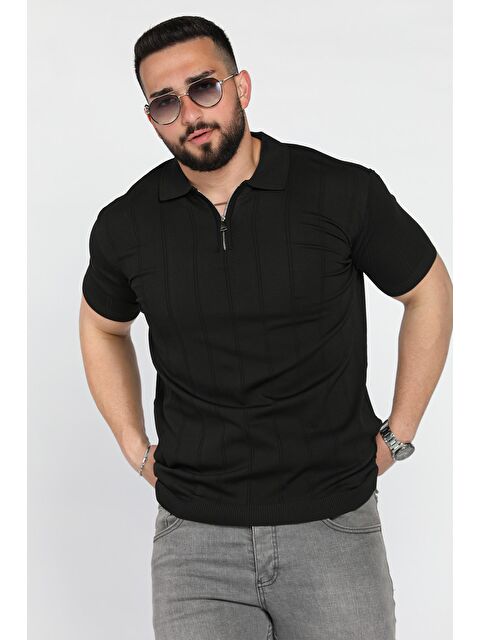 Mishar İtalia Erkek Bisiklet Yaka Yarım Fermuarlı Triko Tişört - S000399721-19351