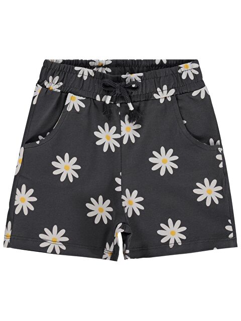 Civil Girls Papatya Desenli 2-5 Yaş Şort - Gri