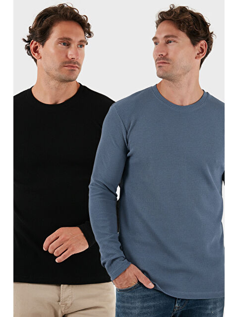 Buratti Pamuklu Bisiklet Yaka Slim Fit Basic 2'li Paket Sweat 5905073S2 - S000463611-37639