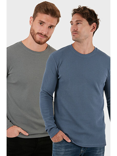 Buratti Pamuklu Bisiklet Yaka Slim Fit Basic 2'li Paket Sweat 5905073S2 - S000463611-37615