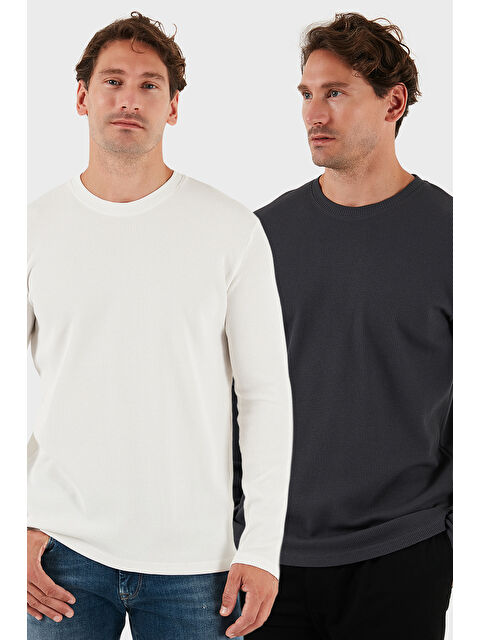 Buratti Pamuklu Bisiklet Yaka Slim Fit Basic 2'li Paket Sweat 5905073S2 - S000463611-109