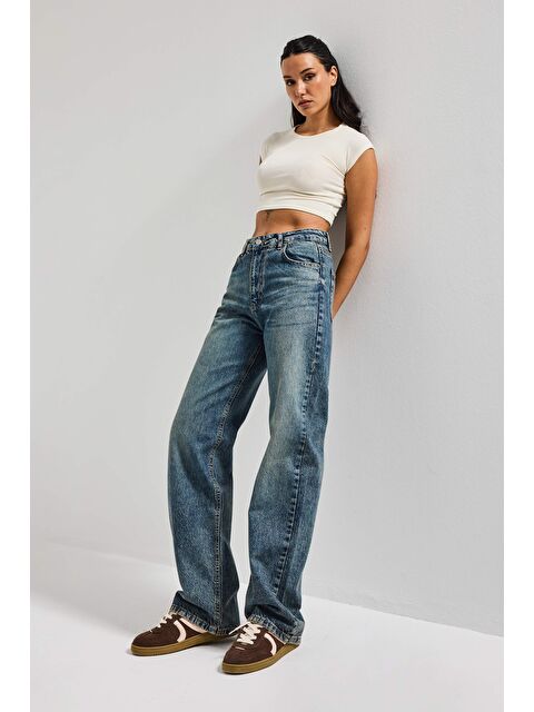 It's Basic Kadın Tint Jean Doris 4s6-65 Straight Fit Yüksek Bel %100 Pamuk Denim Jean - S000490872-17234