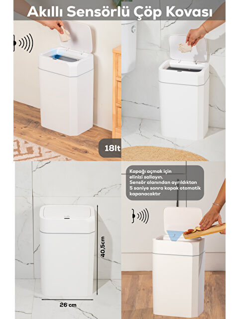 Porsima Me02 Hareket Sensörlü Sessiz Çöp Kutusu 18 lt - S000423795-20063