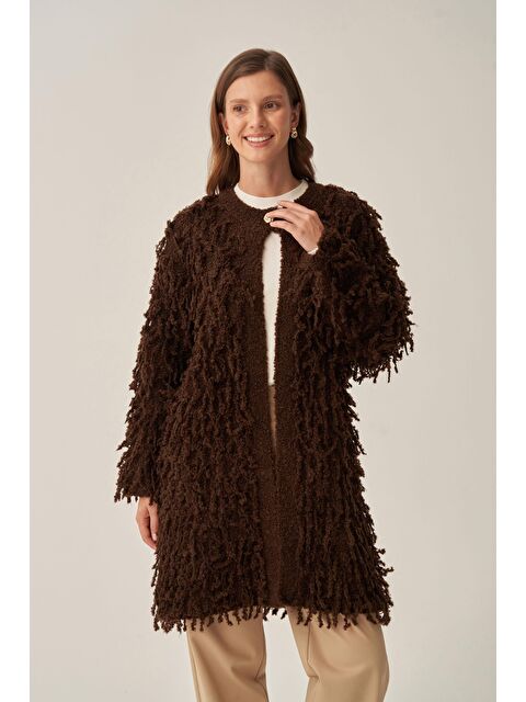 ALLDAY Acı Kahve-Kırpık Triko Hırka - S000489395-19413