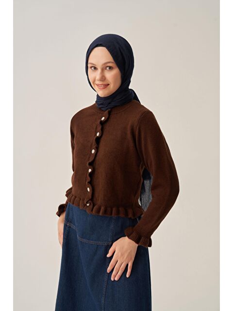 ALLDAY Acı Kahve-Etegi Fırfırlı Kısa Hırka - S000447892-19413