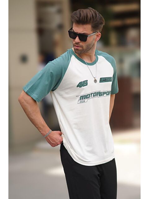 Madmext Ekru Baskılı Pamuklu Kısa Kollu Erkek %100 Pamuk Tişört 7034 - S000234380-19965