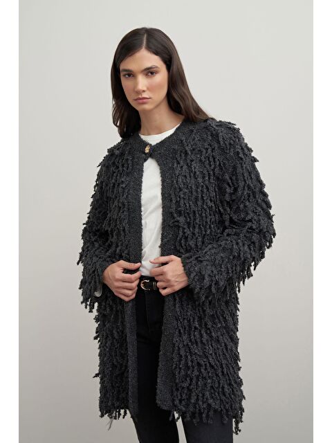 ALLDAY Antrasİt-Kırpık Triko Hırka - S000489395-29666