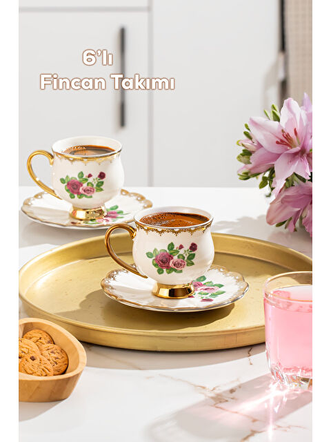 Porsima 3187 Majesty 12 Parça Yaldızlı Porselen Türk Kahve Fincan Takımı - S000423797-23173