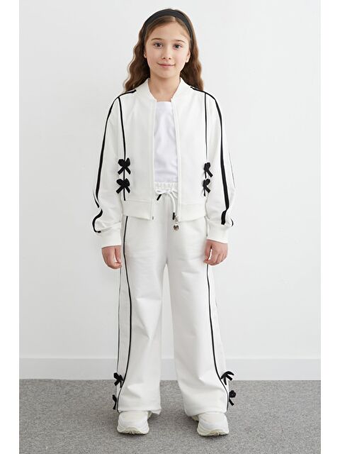 Fullamoda Fiyonk Detaylı Çizgili 2 Li Kız Çocuk Takım - S000516610-20063