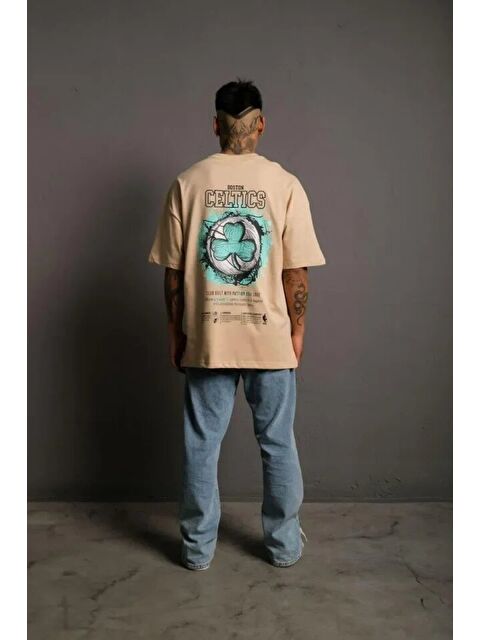 Jane's Erkek Sırt Baskılı T-shirt - Bej