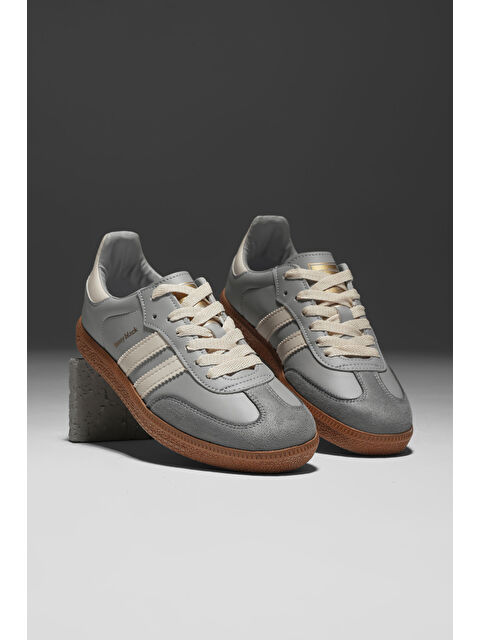 TONNY BLACK Unisex Gri Termo Taban Yanı Şeritli Bağcıklı Spor Ayakkabı - S000320416-20600