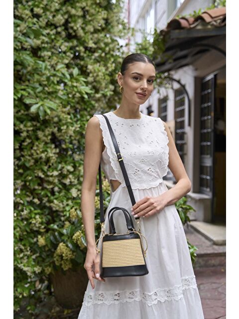 MADAMRA Bohem Tarzı Kova El Ve Omuz Çantası Siyah Hasır - S000451610-19351