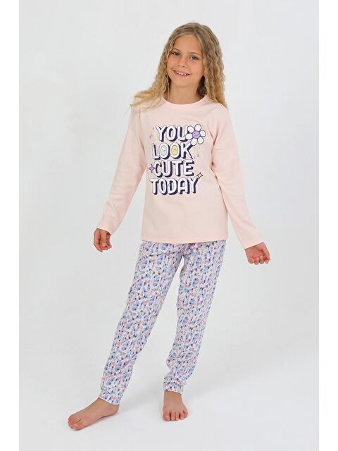 Vitmo Kız Çocuk Uzun Kollu %100 Pamuk Pijama Takımı Look Cute