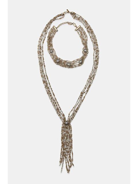 New Obsessions İkili Boncuklu Ve Taşlı Kolye Seti - S000513729-20076