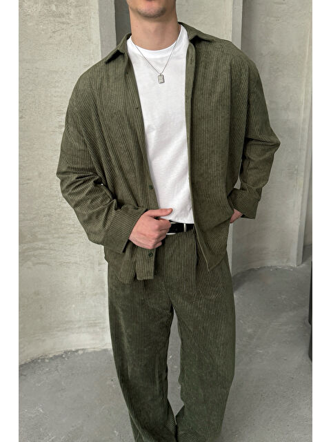 HYMAN Erkek Oversize Kesim Kadife Gömlek - S000515521-18547