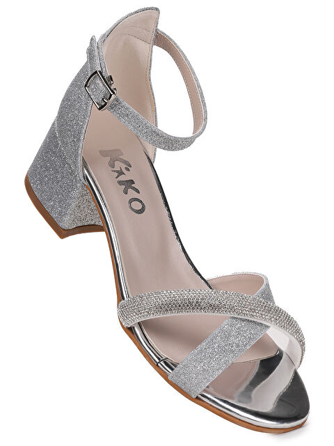 Kiko Kids Tanda Kum Simli Kız Çocuk 4 Cm Topuklu Sandalet Abiye Ayakkabı - S000426318-18105